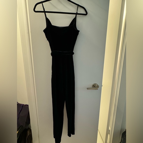 Like new Banana Republic black stretch velour cowl neck jumpsuit - Picture 2 of 4